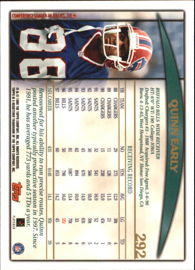 A0820- 1998 Topps Football Cards 251-360 +Rookies -You Pick- 15+ FREE US SHIP - Picture 79 of 189