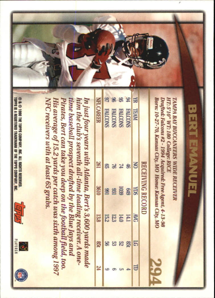 A0820- 1998 Topps Football Cards 251-360 +Rookies -You Pick- 15+ FREE US SHIP - Picture 83 of 189