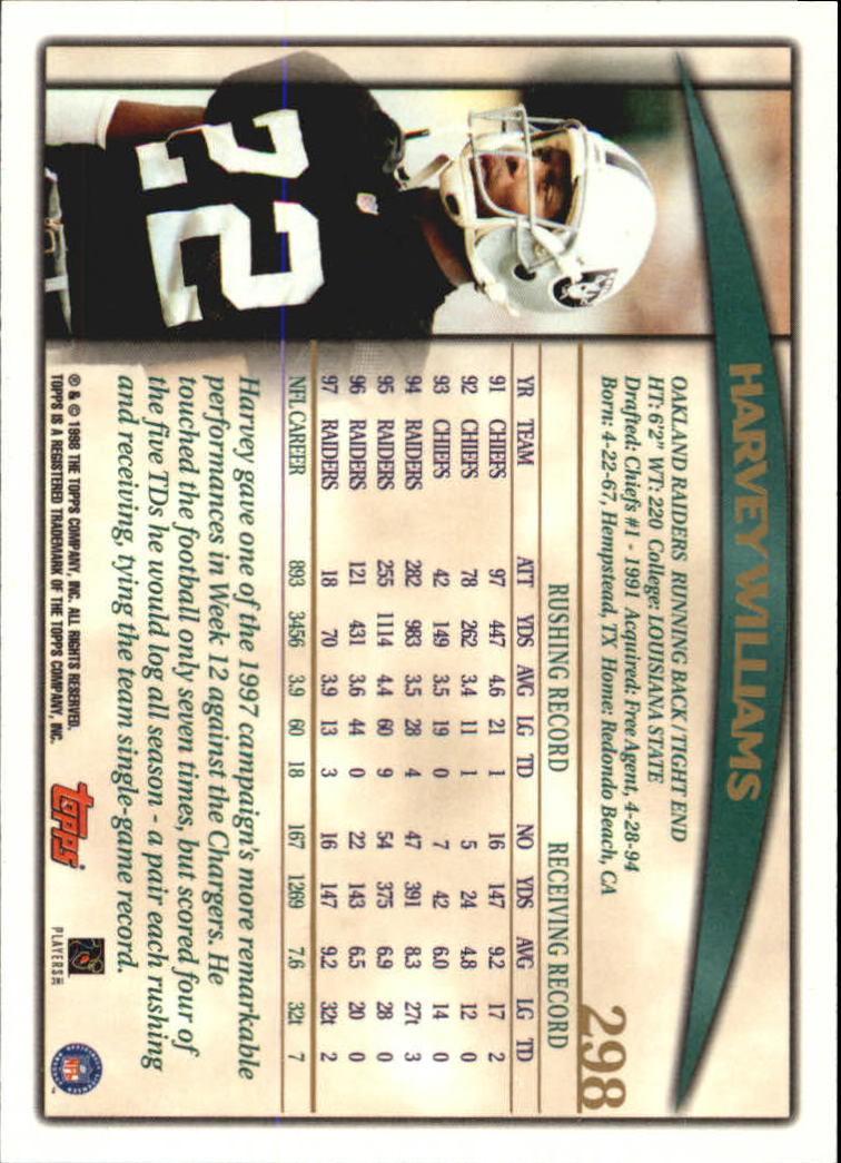 A0820- 1998 Topps Football Cards 251-360 +Rookies -You Pick- 15+ FREE US SHIP - Picture 91 of 189