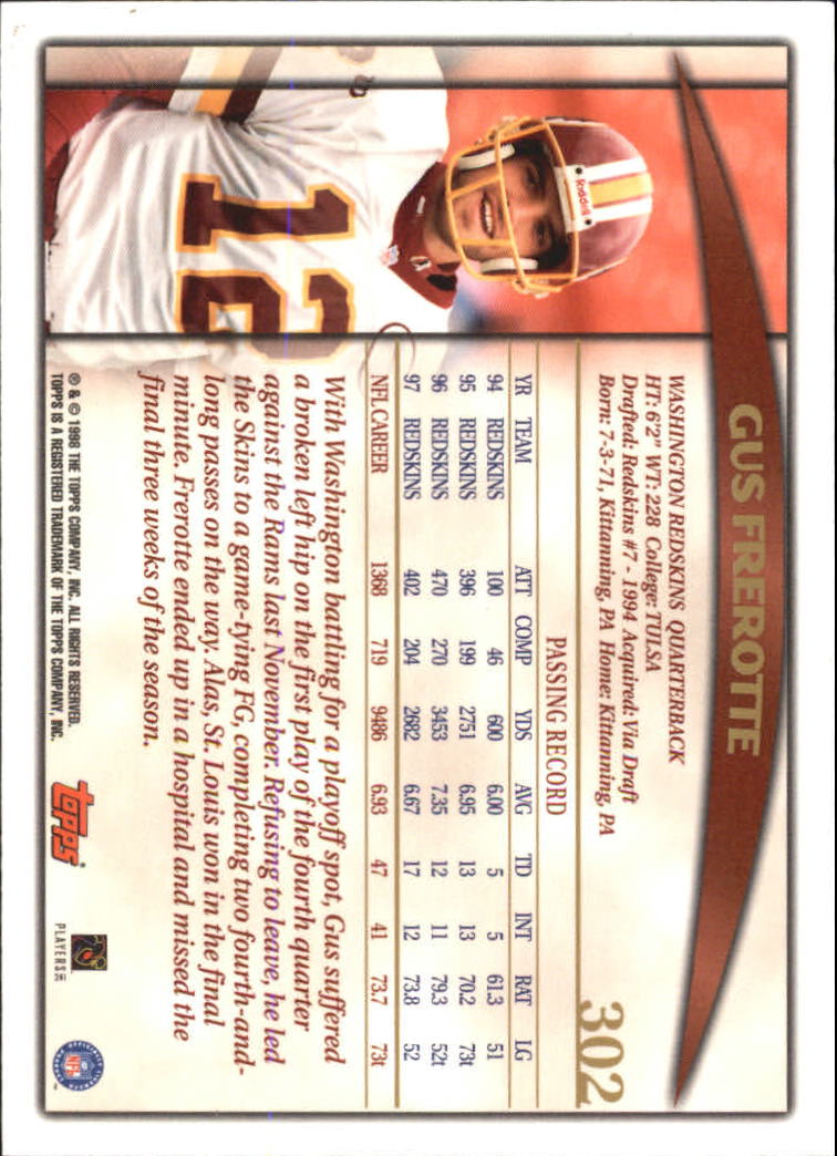 A0820- 1998 Topps Football Cards 251-360 +Rookies -You Pick- 15+ FREE US SHIP - Picture 99 of 189