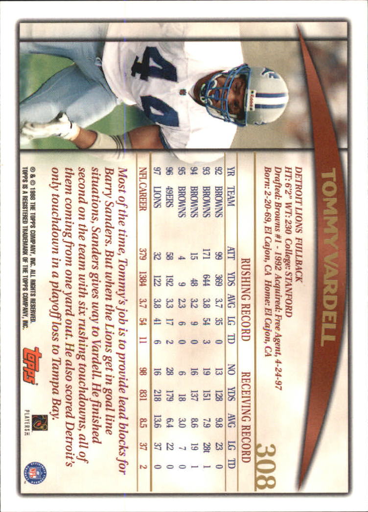 A0820- 1998 Topps Football Cards 251-360 +Rookies -You Pick- 15+ FREE US SHIP - Picture 111 of 189