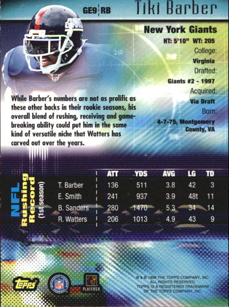 A0820- 1998 Topps Football Cards 251-360 +Rookies -You Pick- 15+ FREE US SHIP - Picture 169 of 189