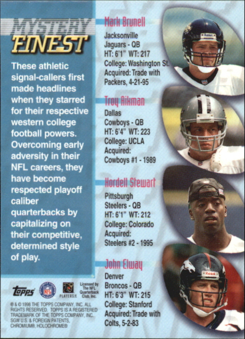 1998 Topps Mystery Finest Refractors #M5 Mark Brunell