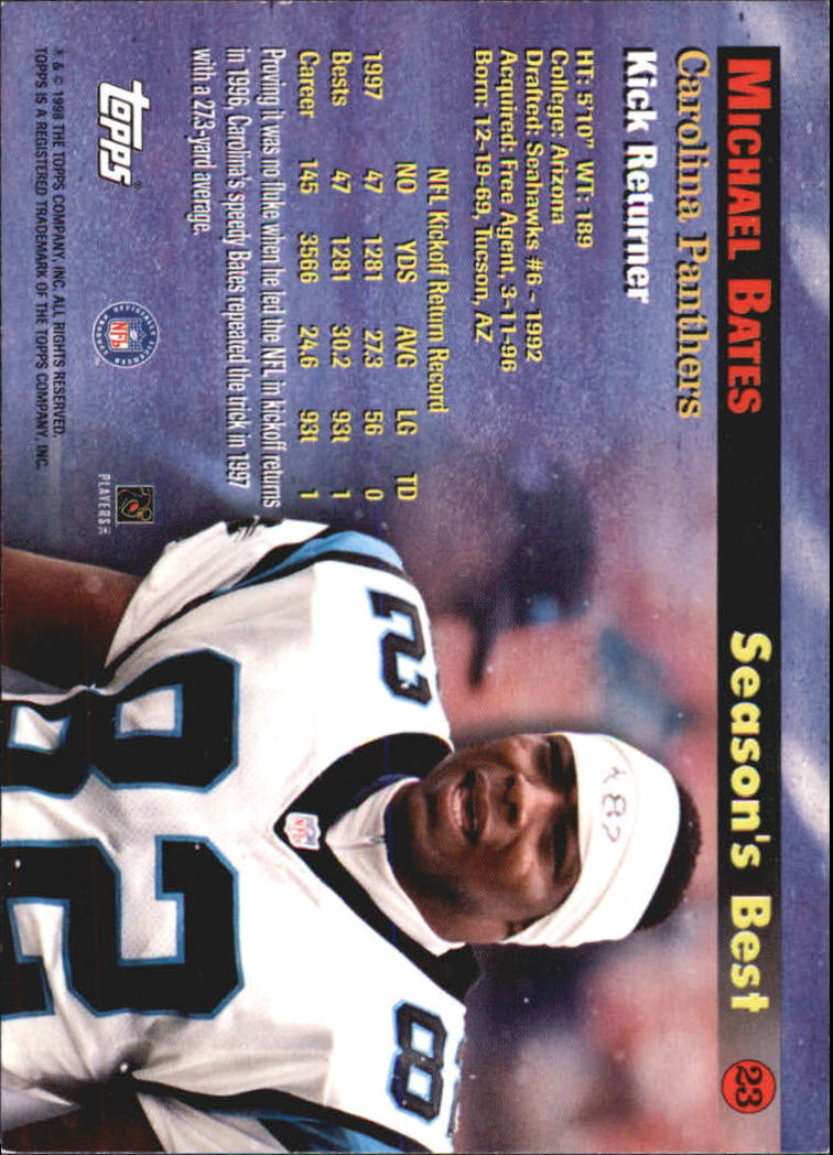 A0820- 1998 Topps Football Cards 251-360 +Rookies -You Pick- 15+ FREE US SHIP - Picture 187 of 189