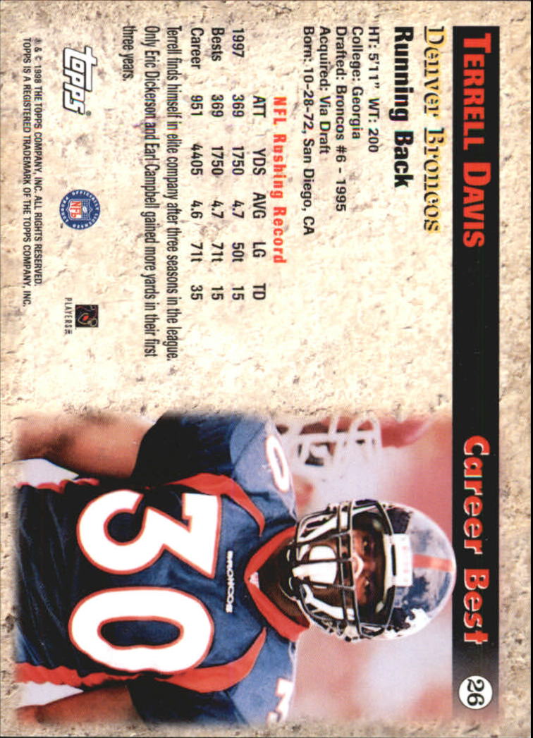 1998 Topps Season's Best #26 Terrell Davis back image