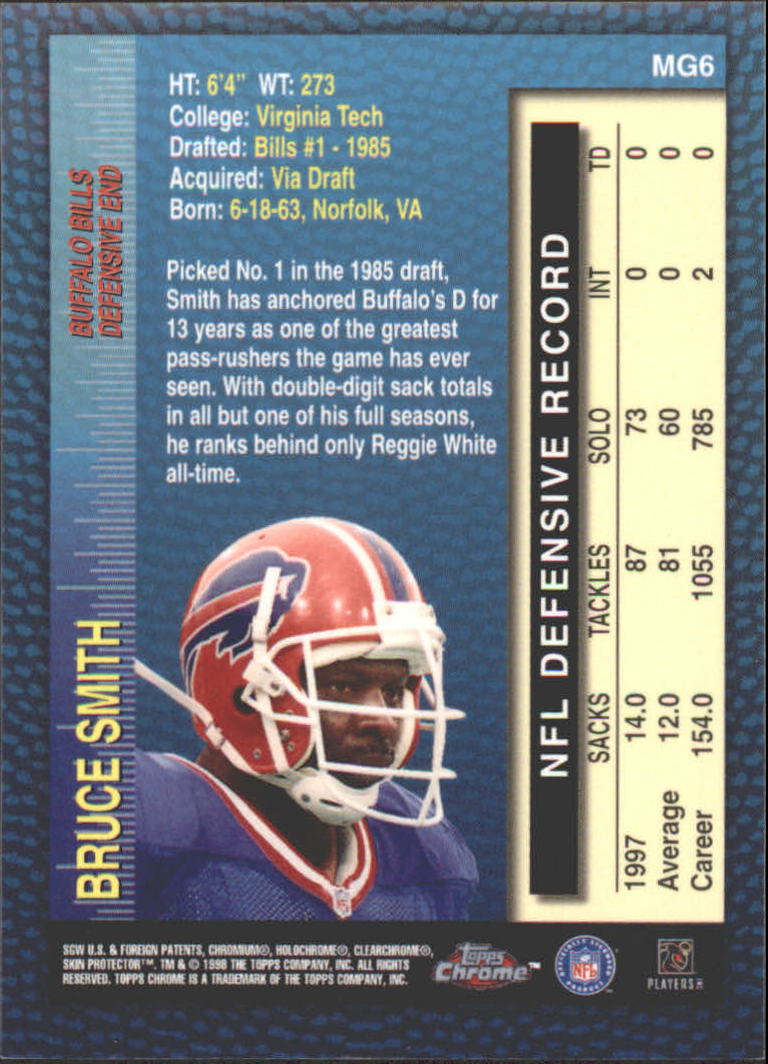 1998 Topps Chrome Measures of Greatness #MG6 Bruce Smith back image