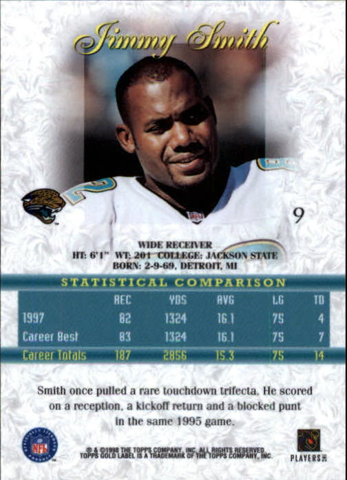 1998 Topps Gold Label Class 1 #9 Jimmy Smith back image