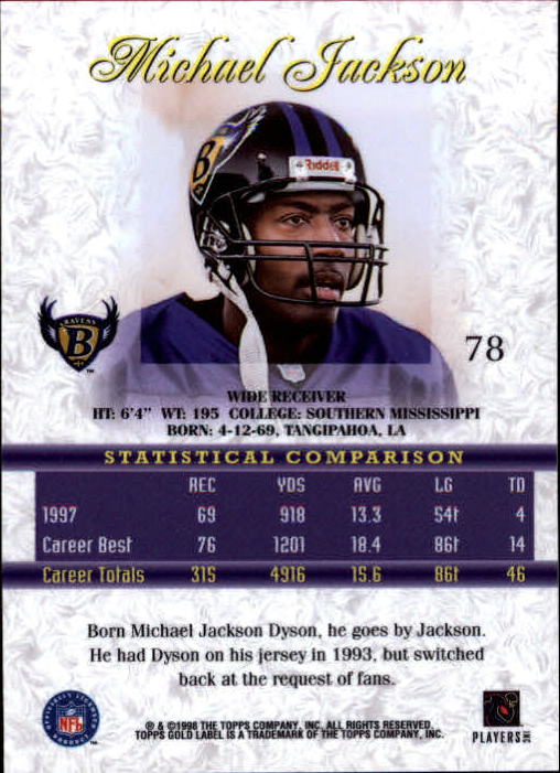 1998 Topps Gold Label Class 1 #78 Michael Jackson back image