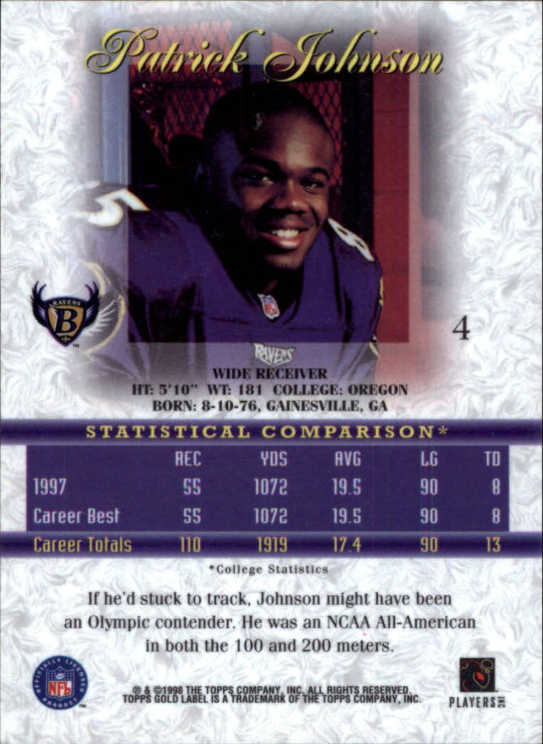 1998 Topps Gold Label Class 2 #4 Pat Johnson back image