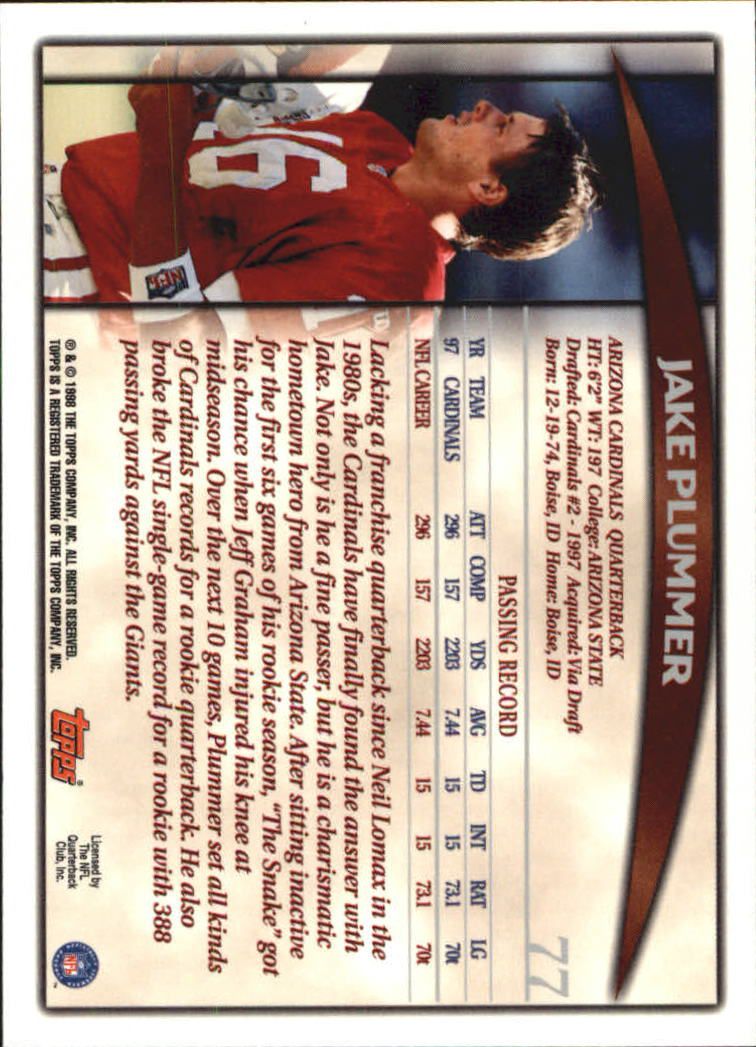 1998 Topps Season Opener #77 Jake Plummer back image