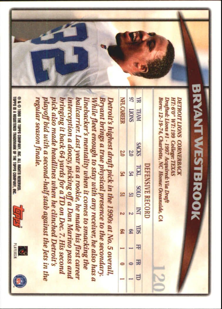 1998 Topps Season Opener #120 Bryant Westbrook back image