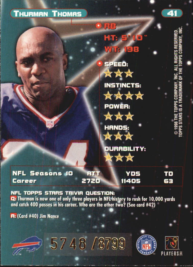 B0108- 1998 Topps Stars FB Card #s 1-150 +Rookies -You Pick- 15+ FREE US SHIP - Picture 63 of 228