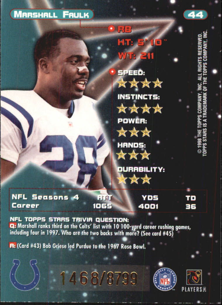 B0108- 1998 Topps Stars FB Card #s 1-150 +Rookies -You Pick- 15+ FREE US SHIP - Picture 69 of 228