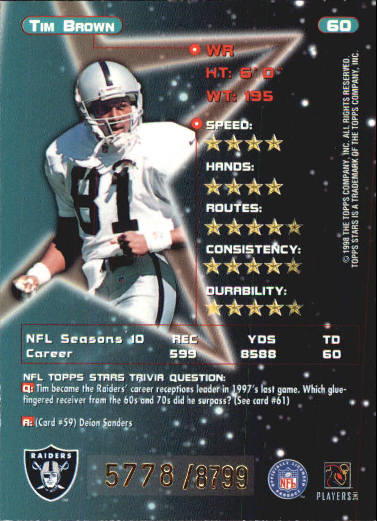 B0108- 1998 Topps Stars FB Card #s 1-150 +Rookies -You Pick- 15+ FREE US SHIP - Picture 97 of 228