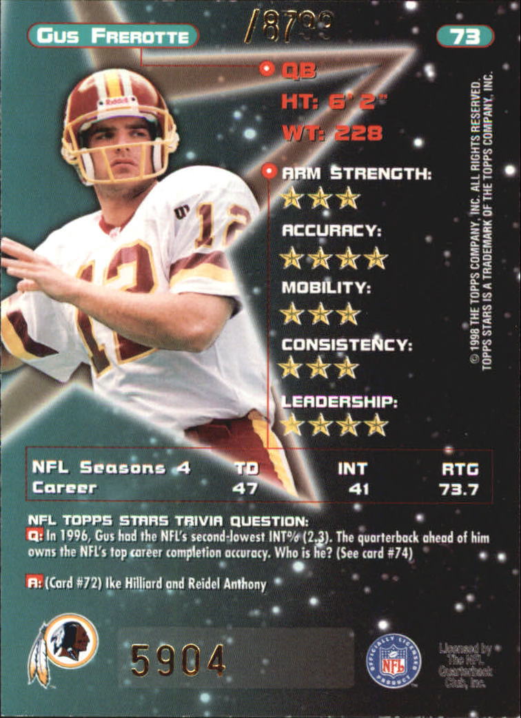 B0108- 1998 Topps Stars FB Card #s 1-150 +Rookies -You Pick- 15+ FREE US SHIP - Picture 109 of 228