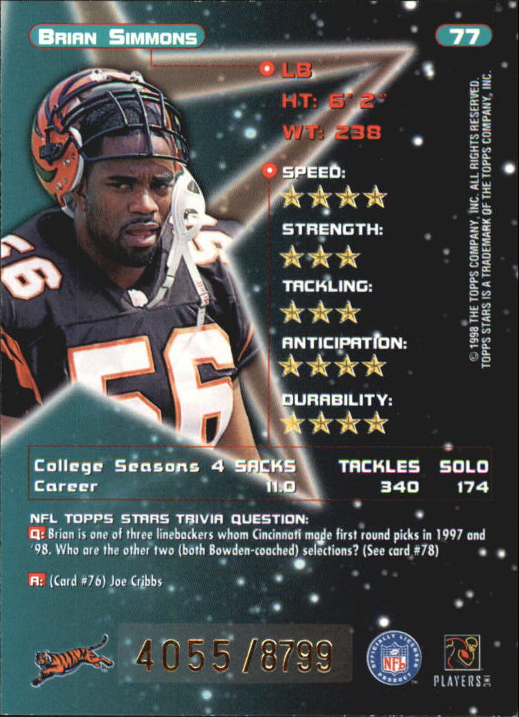 B0108- 1998 Topps Stars FB Card #s 1-150 +Rookies -You Pick- 15+ FREE US SHIP - Picture 117 of 228