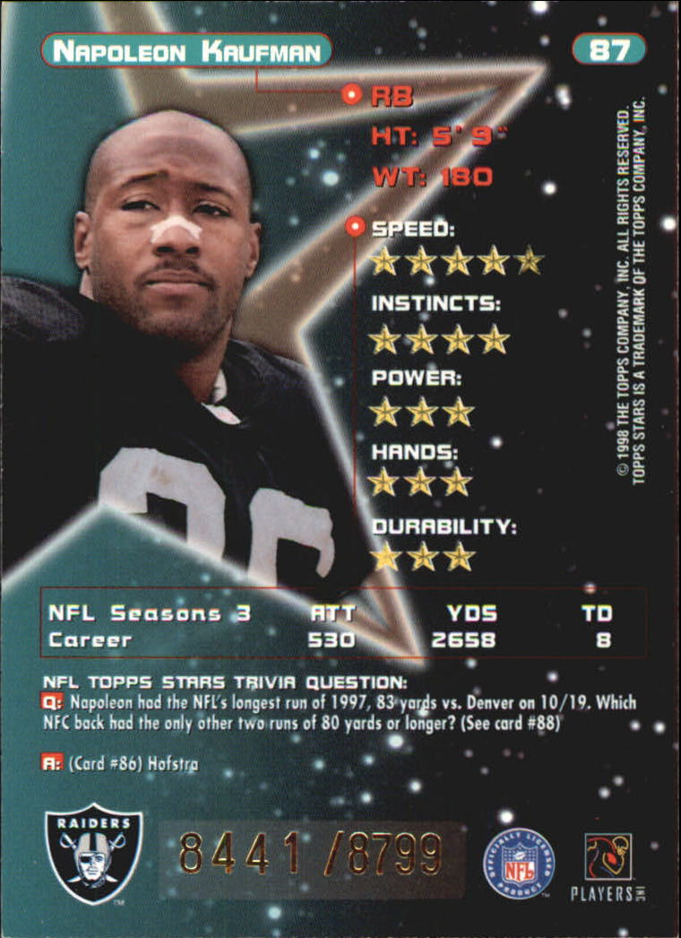 B0108- 1998 Topps Stars FB Card #s 1-150 +Rookies -You Pick- 15+ FREE US SHIP - Picture 133 of 228