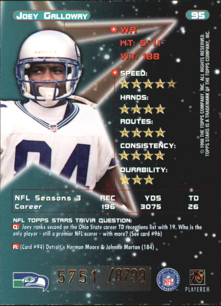 B0108- 1998 Topps Stars FB Card #s 1-150 +Rookies -You Pick- 15+ FREE US SHIP - Picture 149 of 228