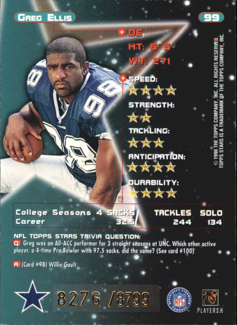 B0108- 1998 Topps Stars FB Card #s 1-150 +Rookies -You Pick- 15+ FREE US SHIP - Picture 157 of 228