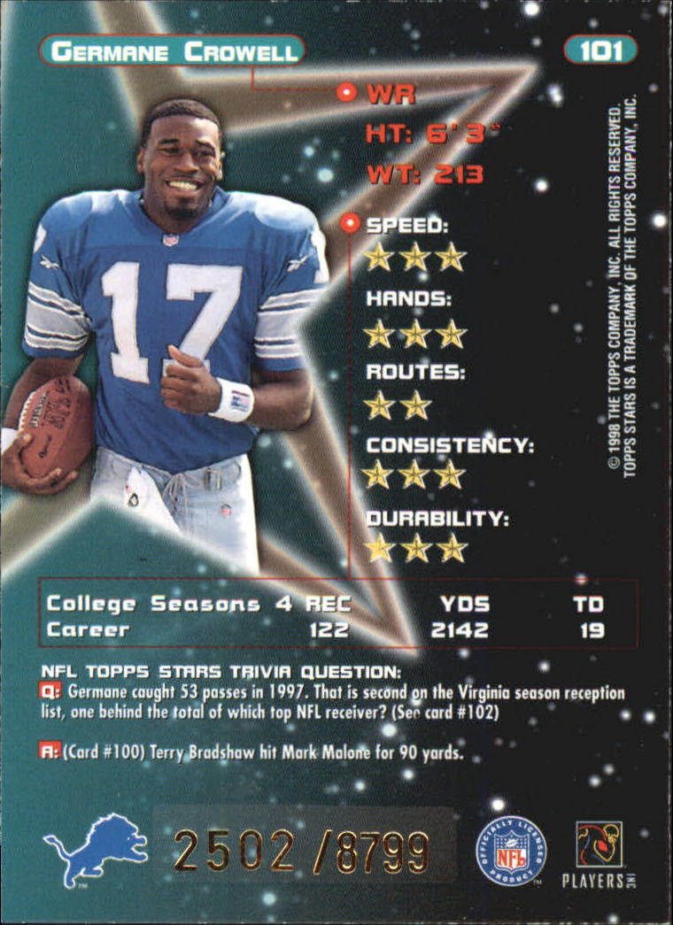 B0108- 1998 Topps Stars FB Card #s 1-150 +Rookies -You Pick- 15+ FREE US SHIP - Picture 161 of 228