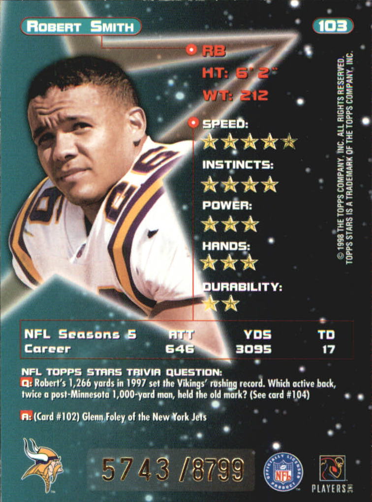 B0108- 1998 Topps Stars FB Card #s 1-150 +Rookies -You Pick- 15+ FREE US SHIP - Picture 163 of 228
