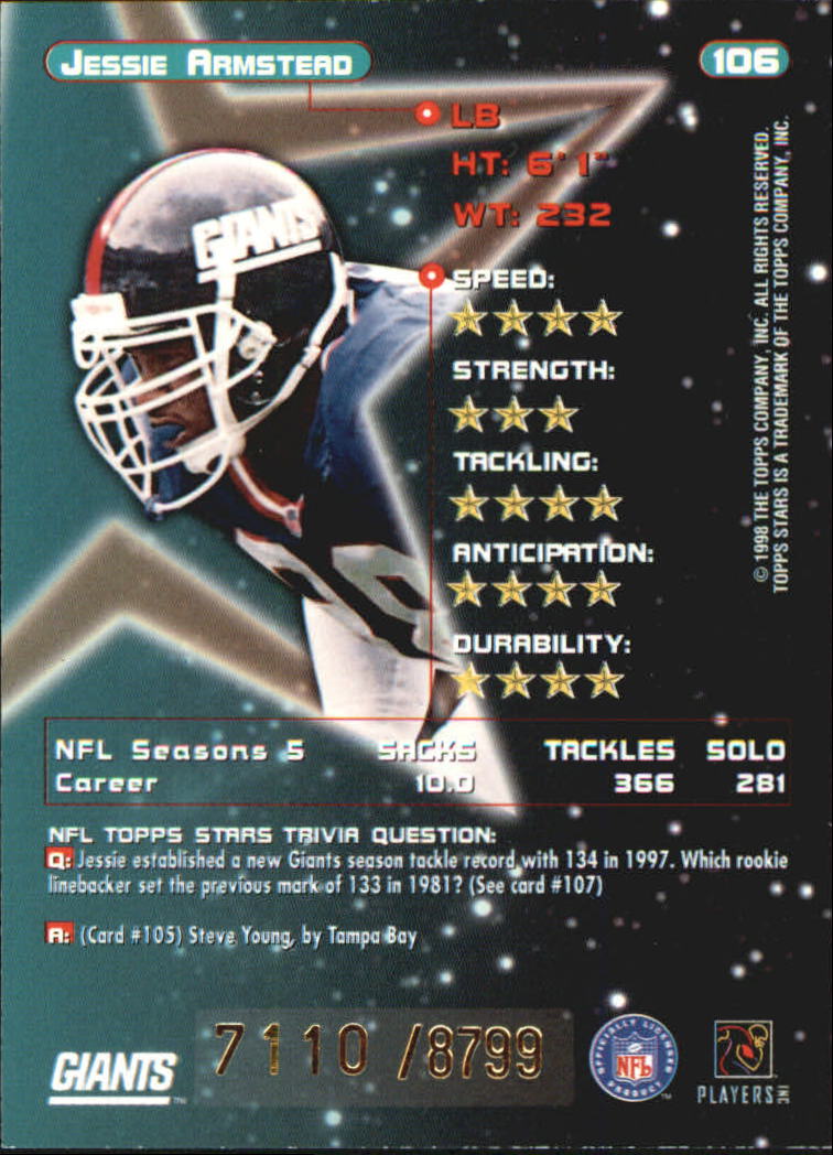B0108- 1998 Topps Stars FB Card #s 1-150 +Rookies -You Pick- 15+ FREE US SHIP - Picture 167 of 228