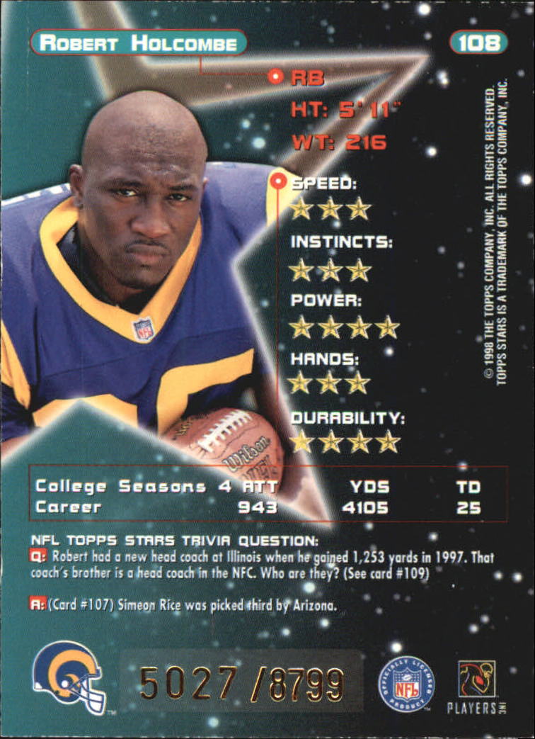 B0108- 1998 Topps Stars FB Card #s 1-150 +Rookies -You Pick- 15+ FREE US SHIP - Picture 171 of 228