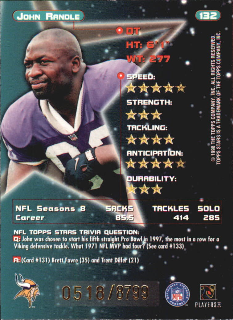 B0108- 1998 Topps Stars FB Card #s 1-150 +Rookies -You Pick- 15+ FREE US SHIP - Picture 206 of 228