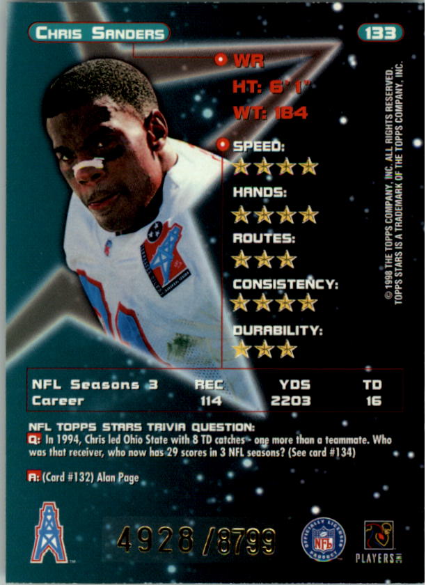 B0108- 1998 Topps Stars FB Card #s 1-150 +Rookies -You Pick- 15+ FREE US SHIP - Picture 208 of 228