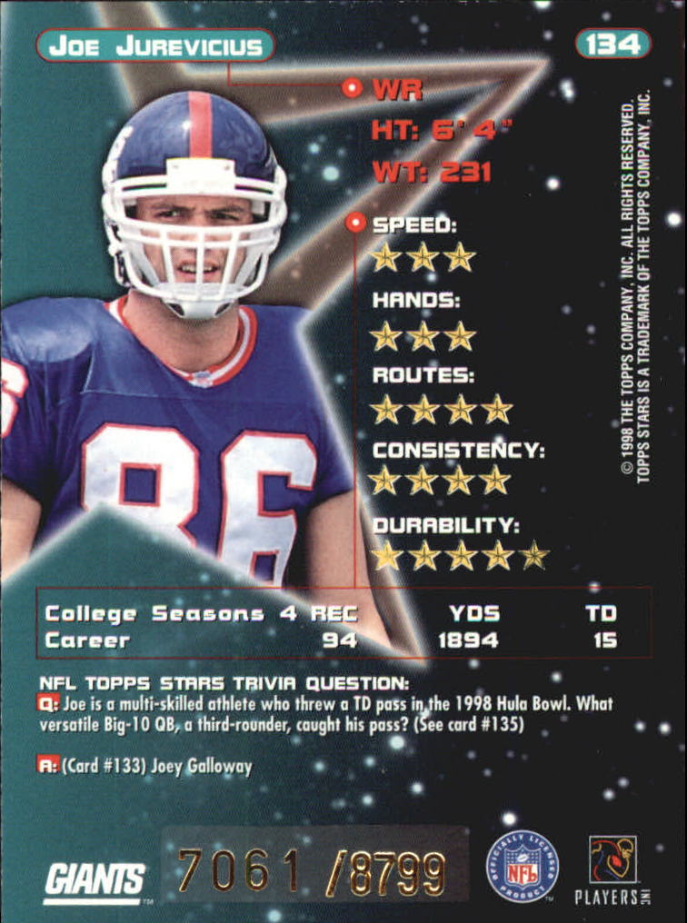 B0108- 1998 Topps Stars FB Card #s 1-150 +Rookies -You Pick- 15+ FREE US SHIP - Picture 210 of 228
