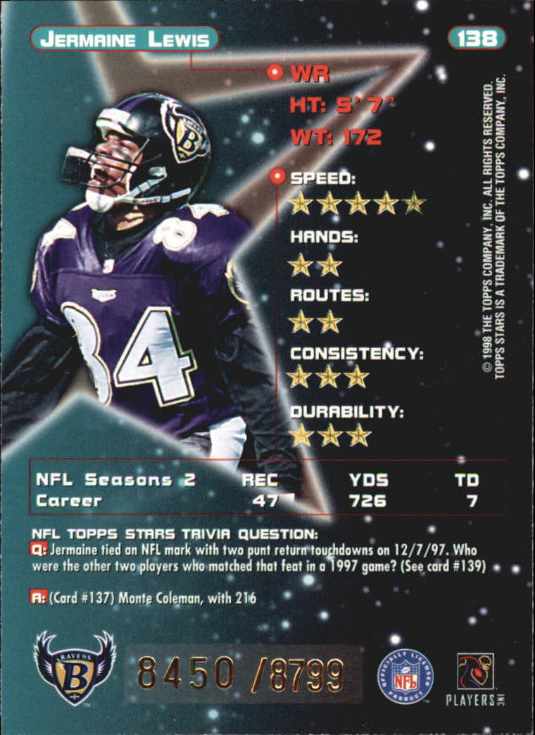 B0108- 1998 Topps Stars FB Card #s 1-150 +Rookies -You Pick- 15+ FREE US SHIP - Picture 212 of 228