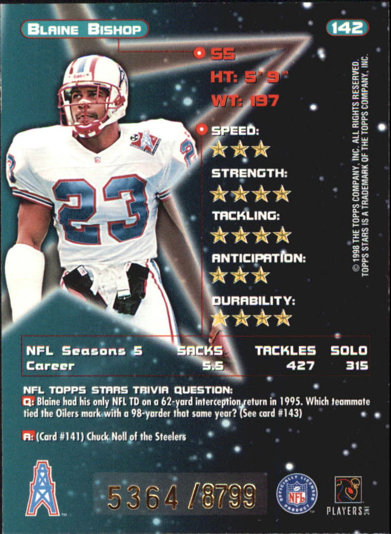 B0108- 1998 Topps Stars FB Card #s 1-150 +Rookies -You Pick- 15+ FREE US SHIP - Picture 216 of 228