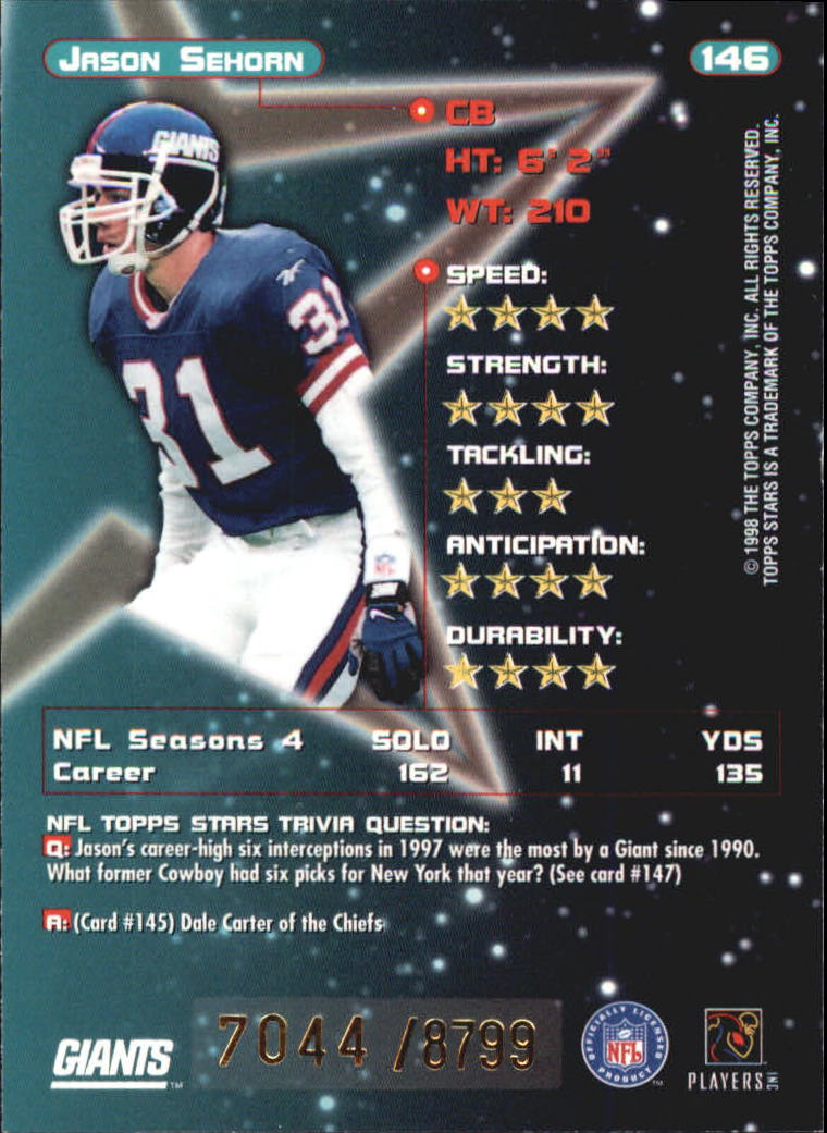 B0108- 1998 Topps Stars FB Card #s 1-150 +Rookies -You Pick- 15+ FREE US SHIP - Picture 222 of 228