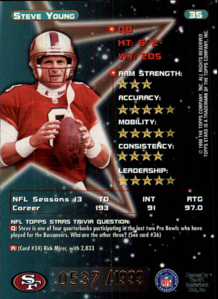1998 Topps Stars Gold #35 Steve Young back image