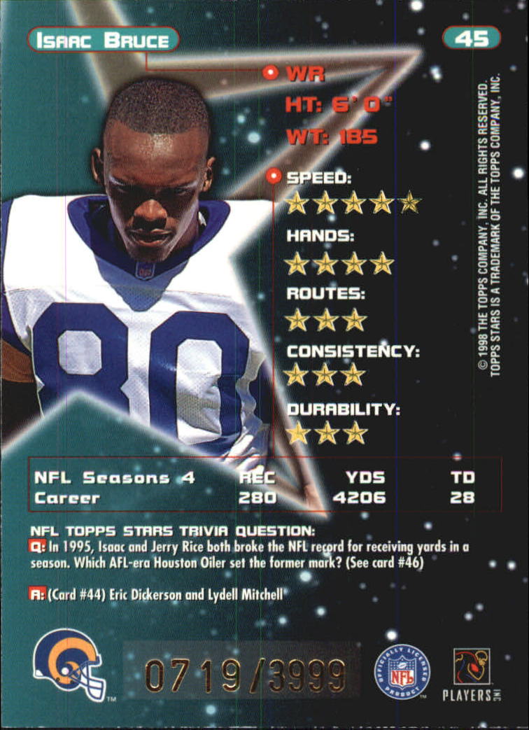 1998 Topps Stars Silver #45 Isaac Bruce back image