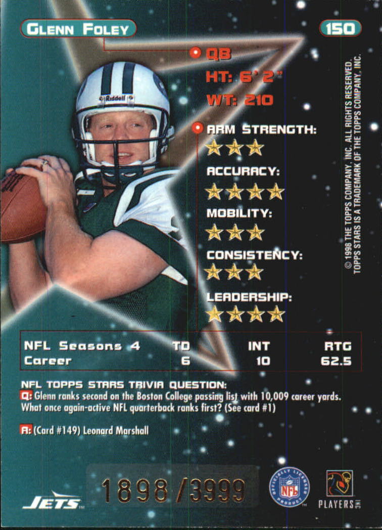 1998 Topps Stars Silver #150 Glenn Foley back image