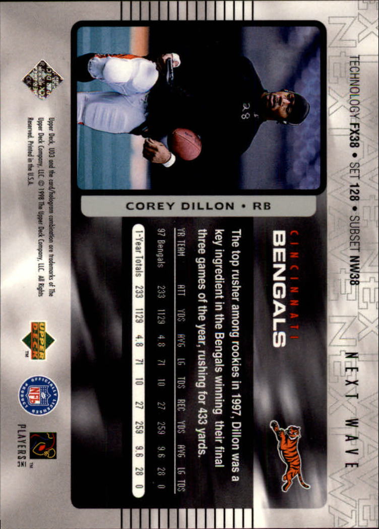 1998 UD3 #128 Corey Dillon NF back image