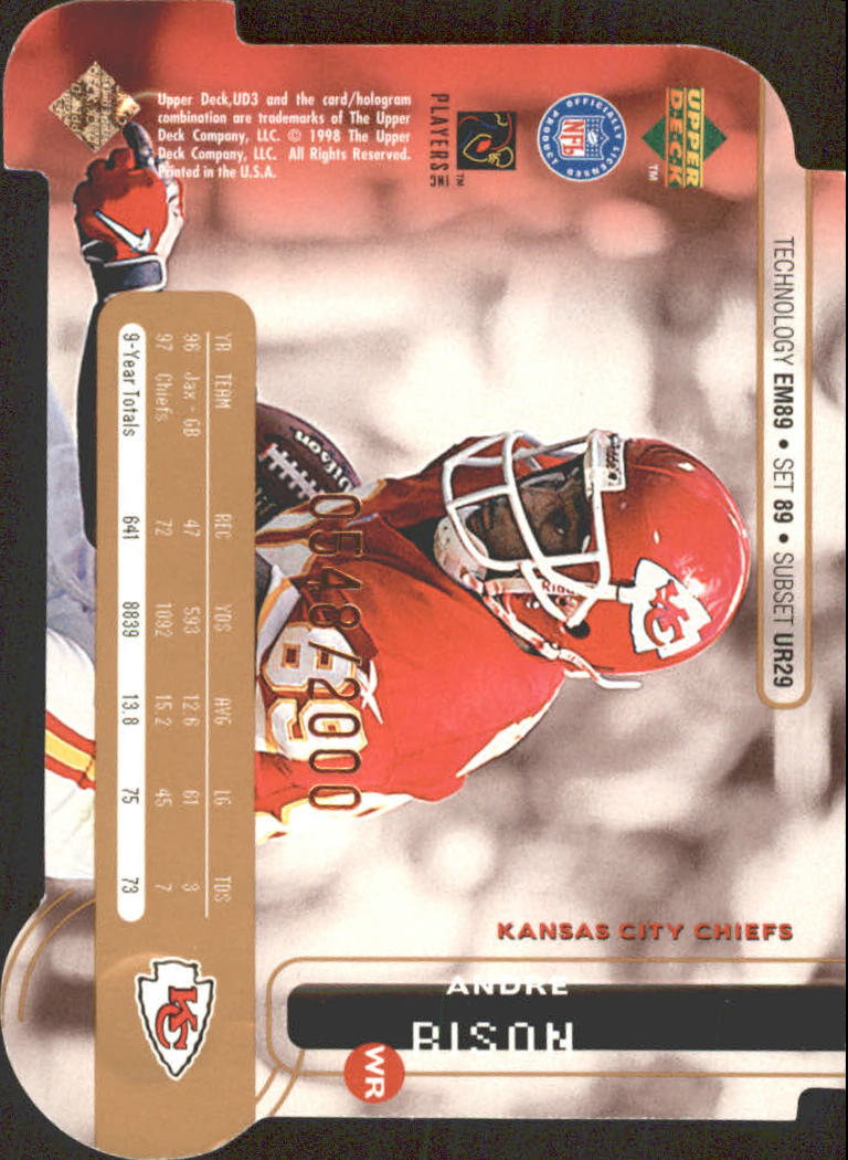 1998 UD3 Die Cuts #89 Andre Rison UE back image