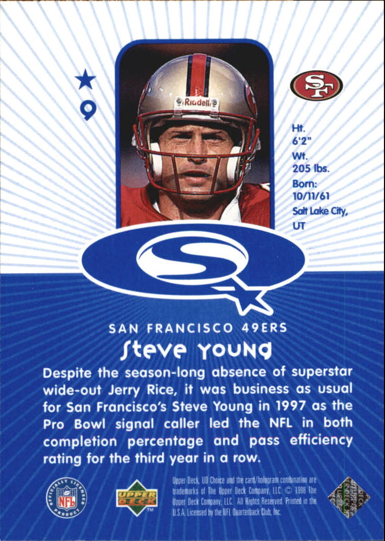 1998 UD Choice Starquest #9 Steve Young back image