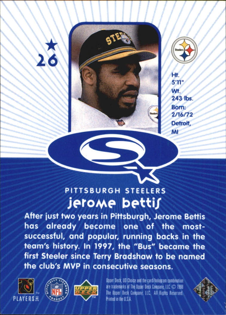 1998 UD Choice Starquest #26 Jerome Bettis back image