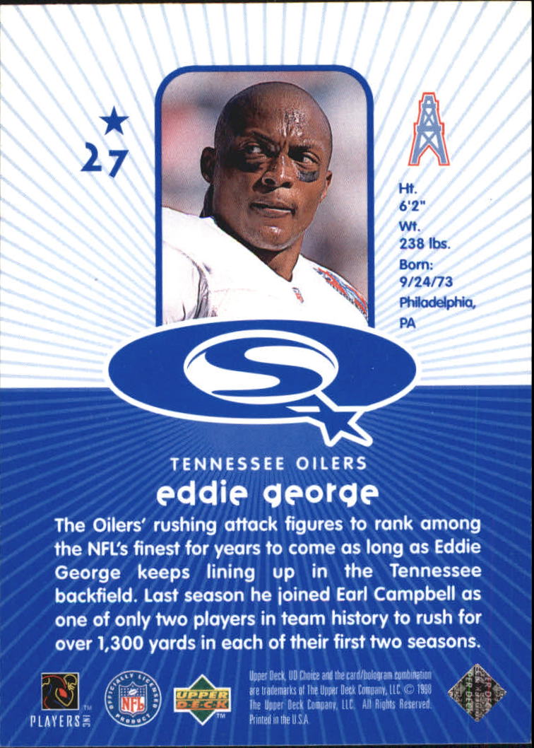 1998 UD Choice Starquest #27 Eddie George back image