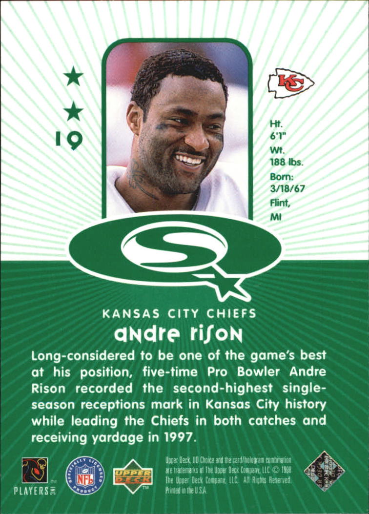 1998 UD Choice Starquest Green #19 Andre Rison back image