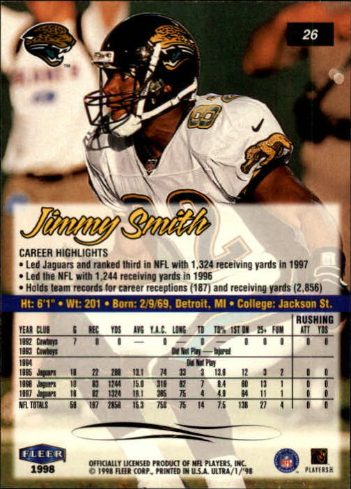 1998 Ultra #26 Jimmy Smith back image