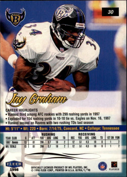 1998 Ultra #30 Jay Graham back image