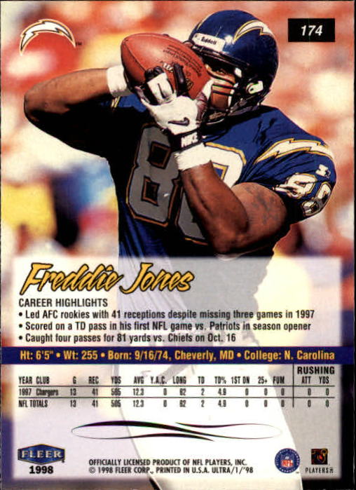 1998 Ultra #174 Freddie Jones back image