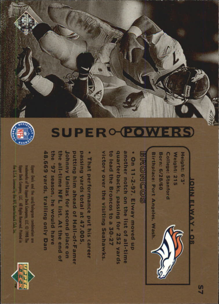 1998 Upper Deck Super Powers #S7 John Elway back image