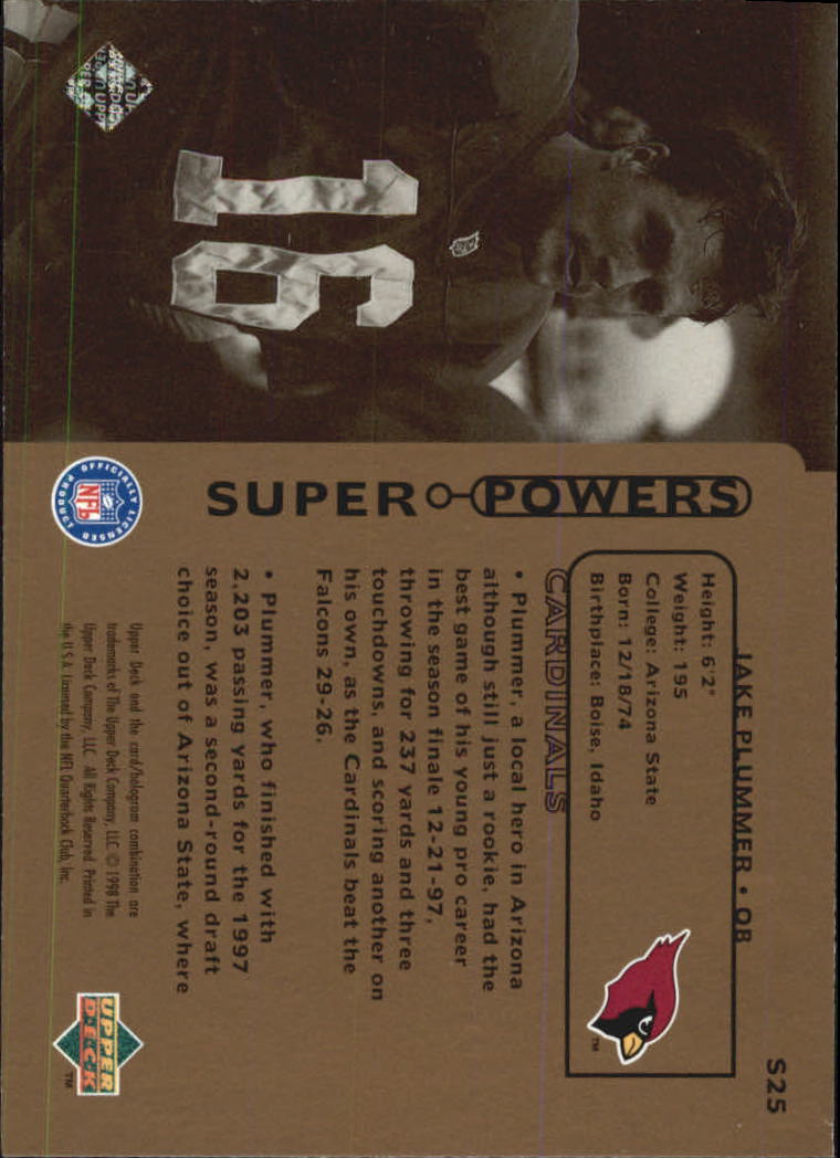 1998 Upper Deck Super Powers #S25 Jake Plummer back image