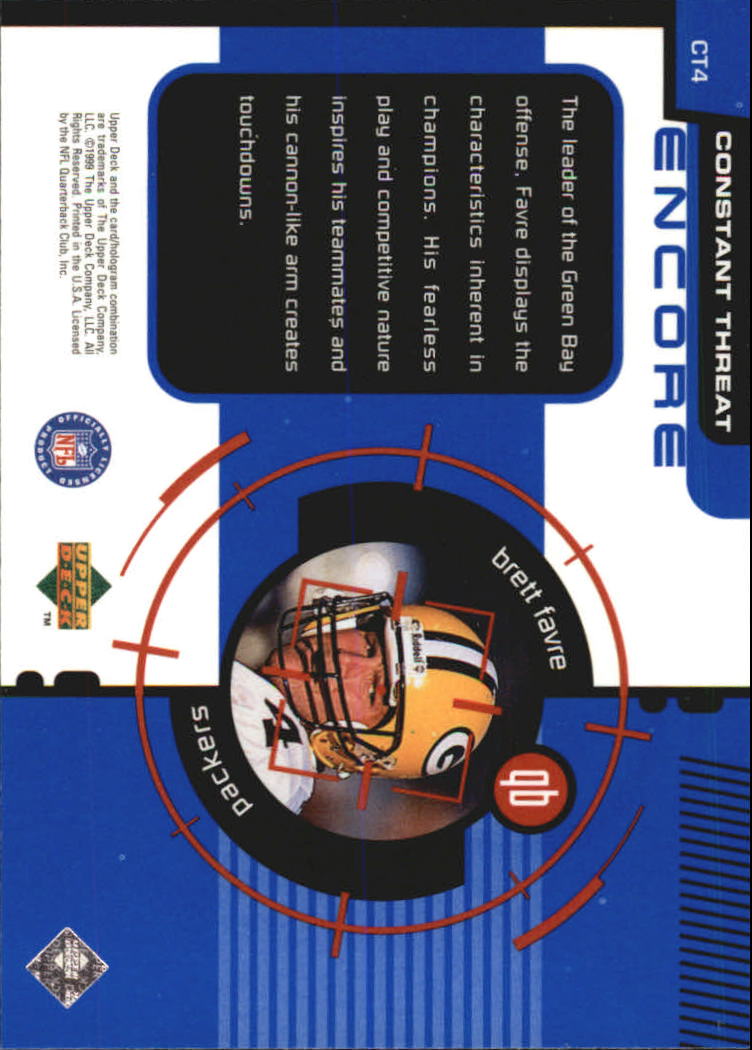 1998 Upper Deck Encore Constant Threat #CT4 Brett Favre back image