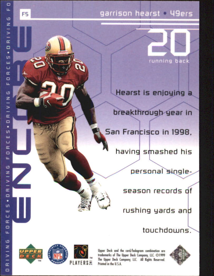 1998 Upper Deck Encore Driving Forces #F5 Garrison Hearst