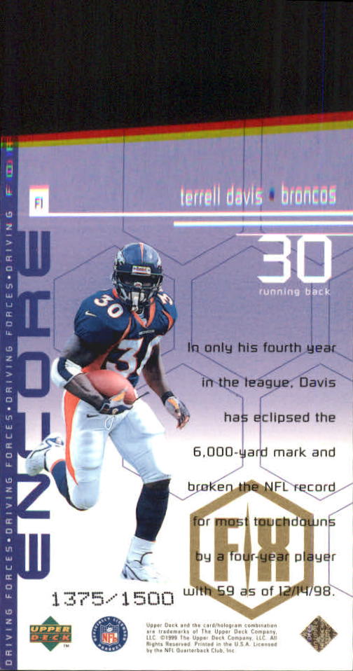 1998 Upper Deck Encore Driving Forces F/X #F1 Terrell Davis